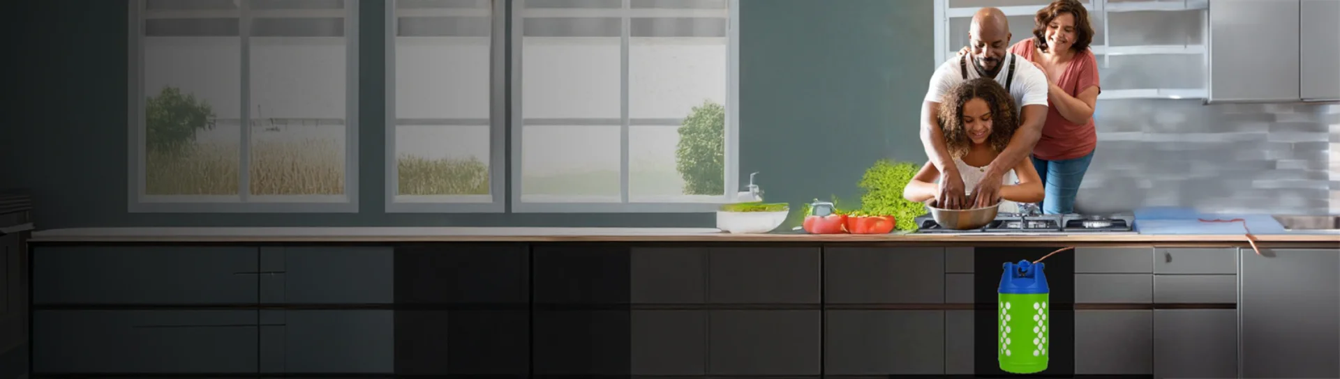 LPG composite cylinder with HDPE liner and fiberglass outer shell