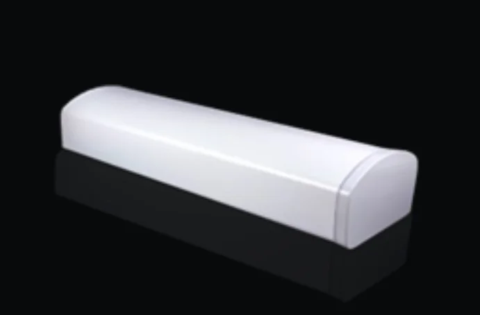 Fibreglass radome enclosure protecting radar antenna from wind and rain