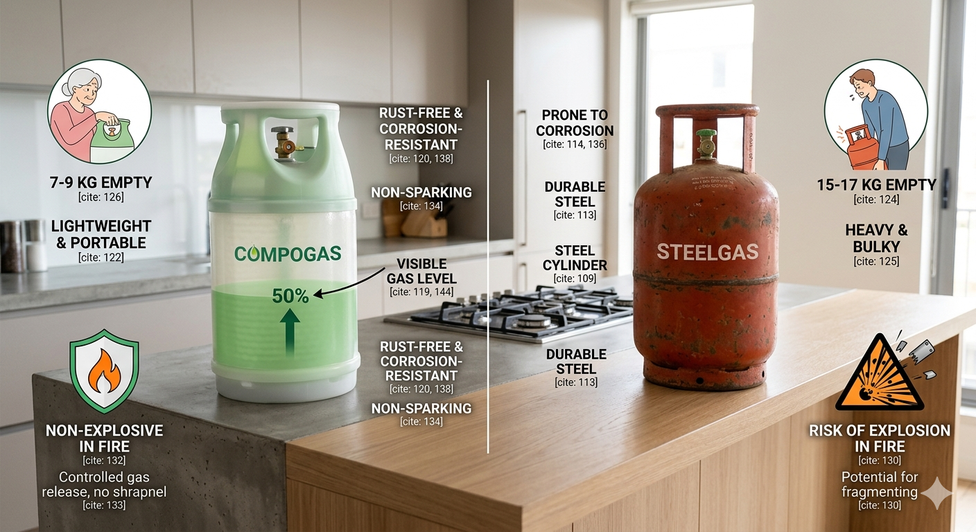 Composite LPG Cylinders vs Steel Cylinders: Which Is Better for Modern Use?